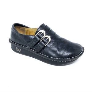 Alegria Alli Black Silver Rose Professional Clog